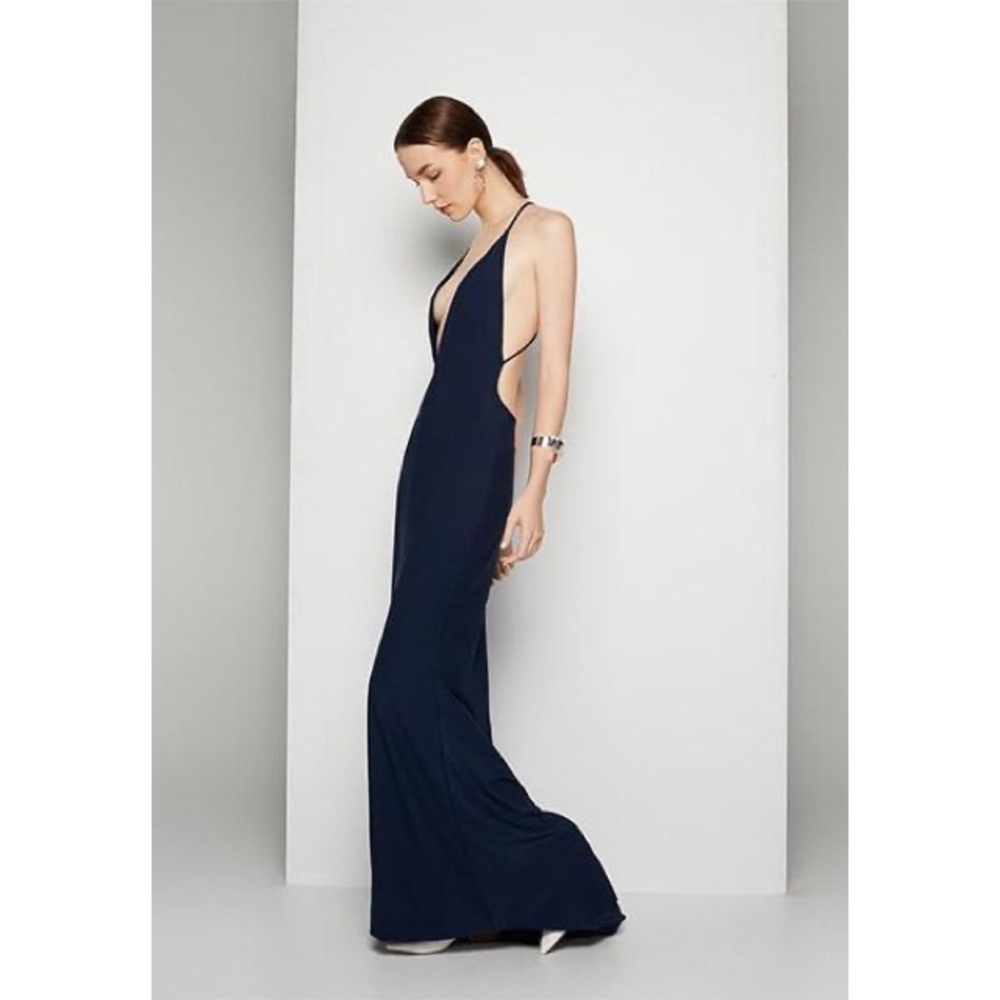 Fame and Partners Navy Blue Tempest Gown Formal Dress 0